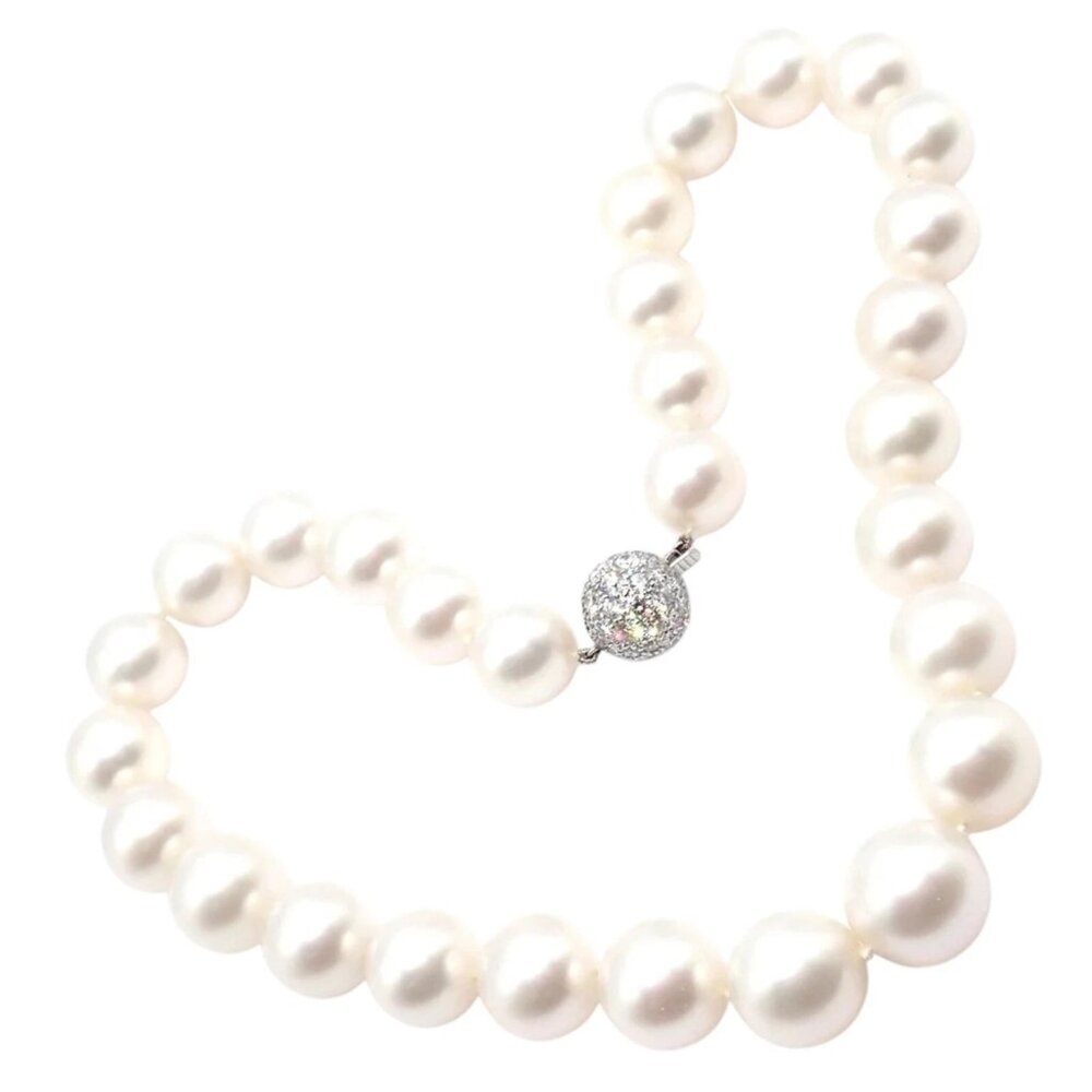 Authentic! Tiffany & Co Platinum Diamond South Sea Large Pearl Necklace Paper
